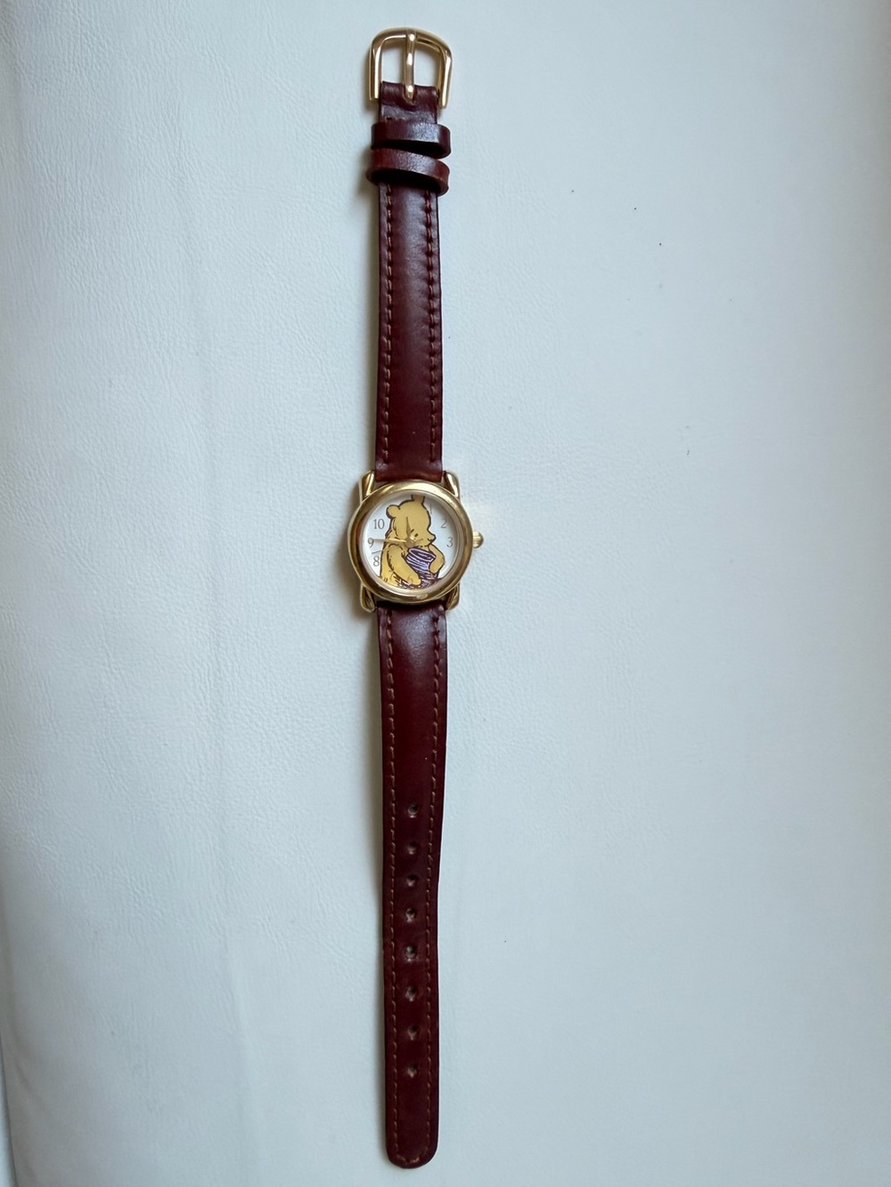 Brown Leather Strap Wristwatch with Gold Case